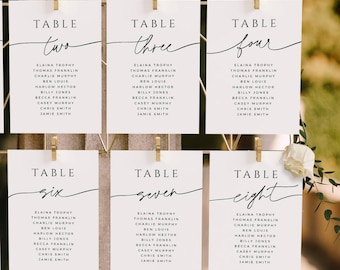 Wedding Seating Chart Cards 4x6, Name Seat Plan 5x7, Elegant Minimal Printable Guest Table Template, For Mirror, INSTANT DOWNLOAD, WED18
