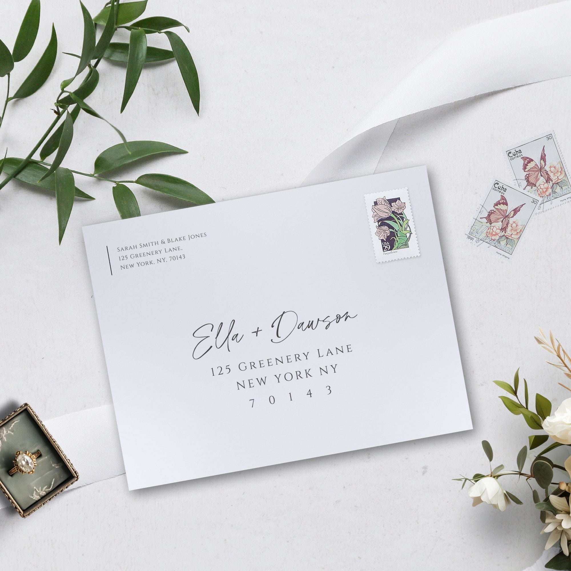Minimalist Printable Envelope Address, Editable Addressing A7 5x7 ...