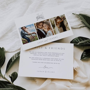 Tarjetas de agradecimiento con temática italiana, plantilla de fotografía de boda minimalista imprimible, dibujo a mano editable, varias fotografías, descarga instantánea, miércoles 17