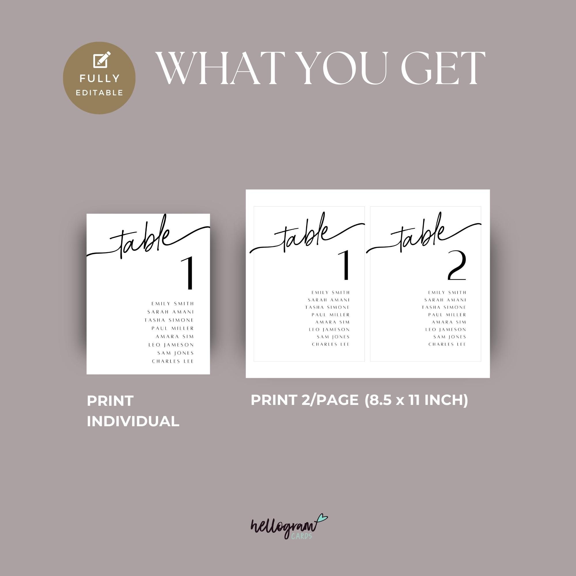 Downloadable Seating Chart Table Numbers, Minimalist Seat Plan, Modern