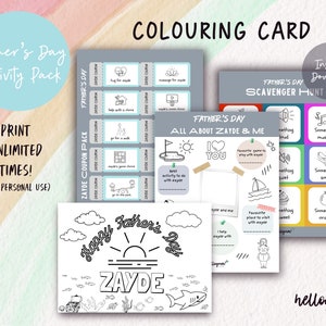 Printable Zayde Father’s Day Colouring Card All About Zayde Shark Coupon digital download kid diy gift envelope