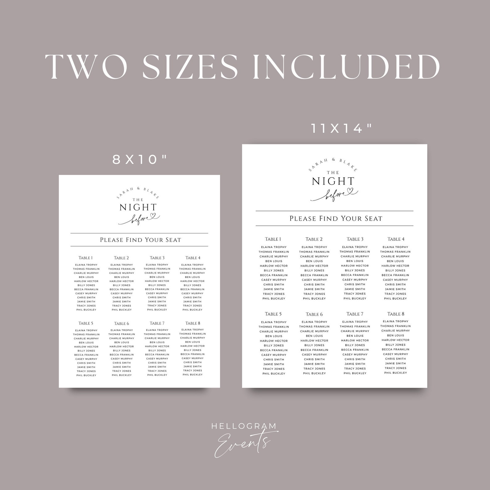 Rehearsal Dinner Seating Chart, Editable the Night Before Guest Table ...