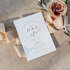 Brunch del día después de la boda, invitación mínima a la fiesta posterior, invitación editable a la recepción de la boda, plantilla de corazón moderna, DESCARGA INSTANTÁNEA, MIÉ04