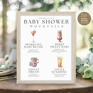 Baby Shower Mocktail, Minimalist Printable Bar Menu, Signature Four Drink Sign Images, Personalized Recipe Template, INSTANT DOWNLOAD, WED01