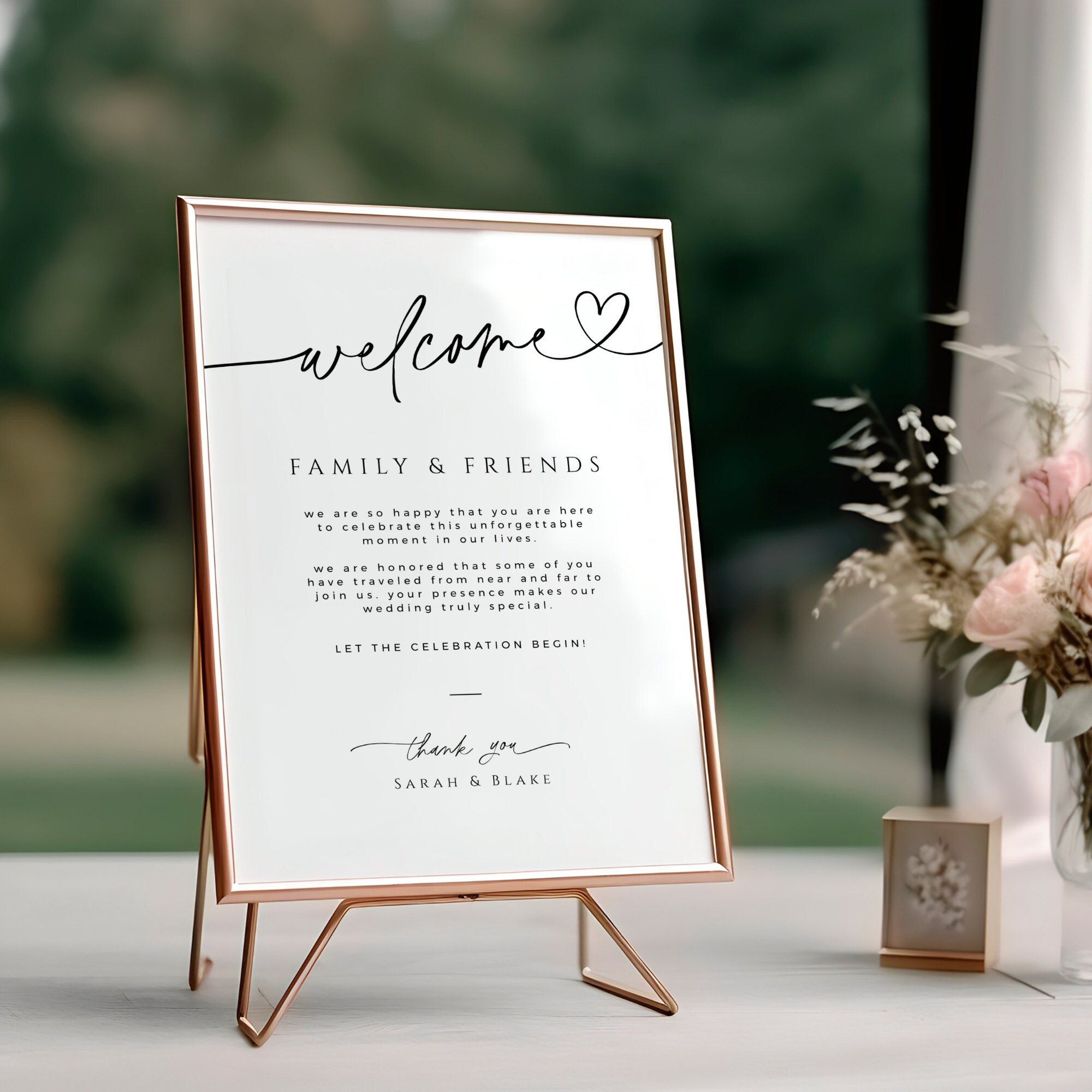 Note Card Signage Welcome Note Wedding Guest Bag, Destination Thank You Sign, Minimalist ...