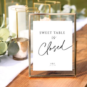 Dessert Table Closed, Editable Sweet Station Wedding Sign, Printable Bar Closed During, Reception Signage, INSTANT DOWNLOAD, White, WED06