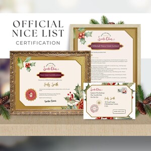 Carta oficial de sobre imprimible de Santa, Lista agradable de elfos, Plantilla de certificado para niños, Recuerdo de cónyuge de Navidad, DESCARGA INSTANTE, CHR04