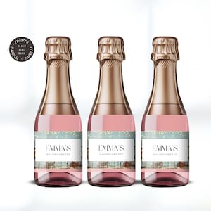 Modello etichetta Miami Mini Champagne Bachelorette, Bomboniere Florida, Adesivo bottiglia frizzante, Regalo da damigella d'onore, DOWNLOAD IMMEDIATO, rosa, BACHL12
