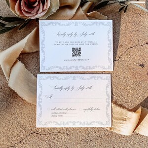 Carte Rsvp jardin à la française, réponse avec repas au choix, faire-part de mariage floral bleu poussiéreux, toile traditionnelle vintage, TÉLÉCHARGEMENT IMMÉDIAT, MER25
