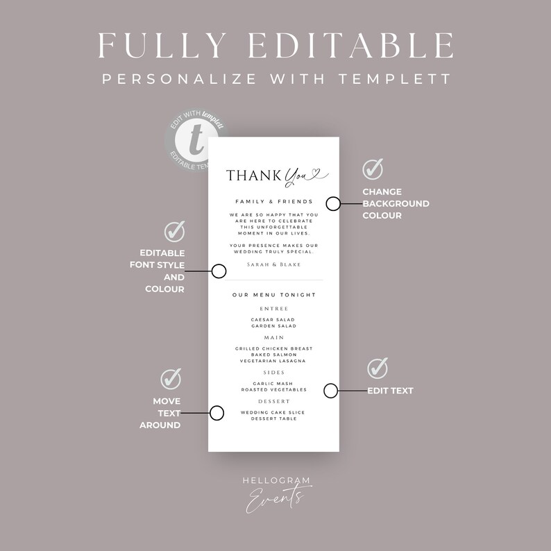I Spy Wedding QR Code, Menu and Thank You Note Template, Photo Share ...