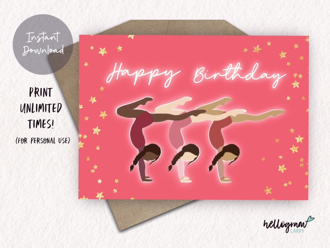 Printable Gymnastics Birthday Card - Etsy