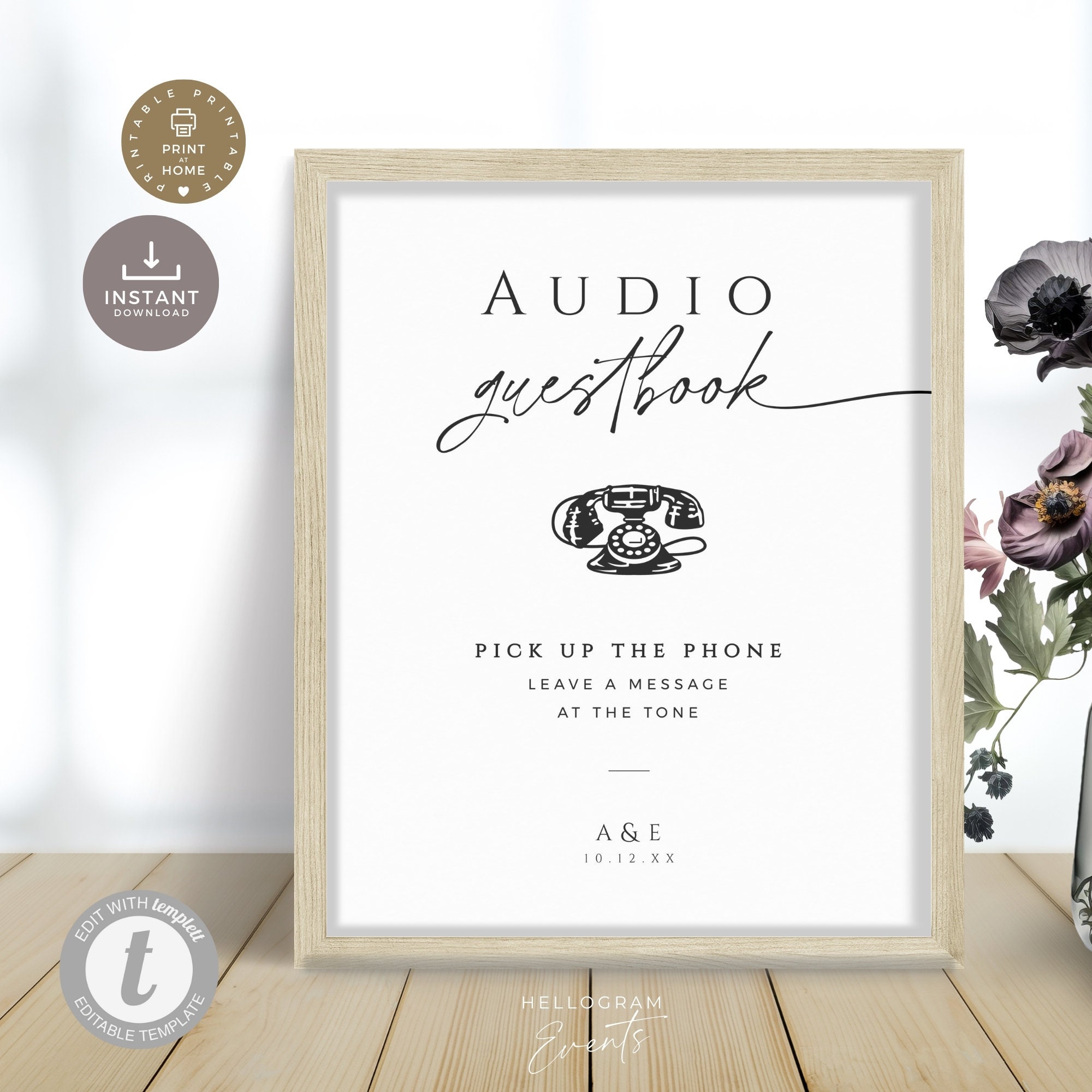 Libro degli ospiti audio per telefono fisso retrò, libro degli ospiti audio per matrimonio, registra messaggi audio personalizzati con libro degli ospiti (colore: bianco