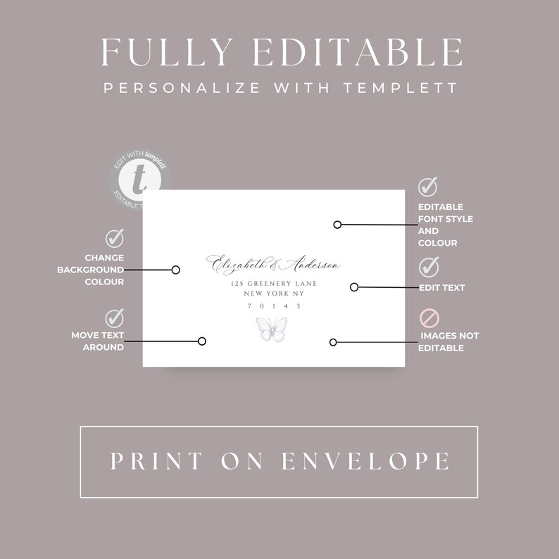 Calligraphy Printable Envelope Address, Editable Addressing A7 5x7 ...