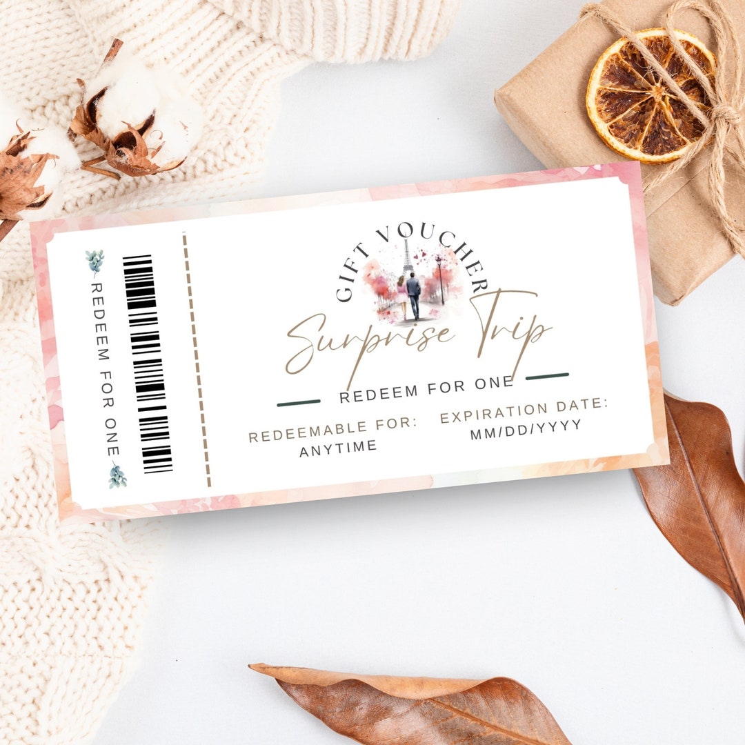 Weekend Getaways Gift Voucher, Hotel Stay Coupon, Editable Surprise