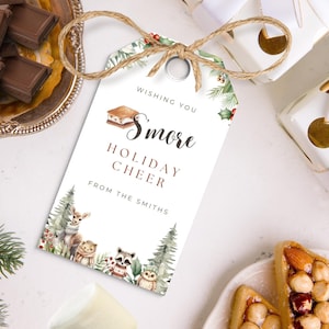 Christmas Holiday Smores Tag, Chocolate Treat Decor Label, Festive Smore Love Kit, Woodland Forrest Party Gift Decor INSTANT DOWNLOAD, CHR06
