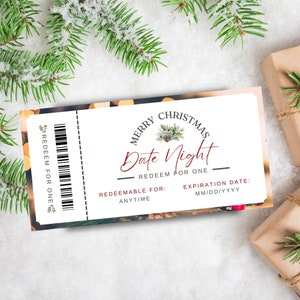 Datum Nacht Geschenk Gutschein Vorlage, Weihnachtsgeschenk für Eltern, romantische Ehepartner, Urlaub Custom Ticket Gutschein, INSTANT DOWNLOAD, GIFT01