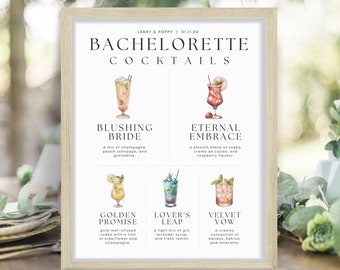 Bachelorette Signature Cocktail Sign Photos, Minimalistic Editable Bar Menu Recipe, Printable Five Drink Template, INSTANT DOWNLOAD, WED01