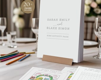 Kinderaktivitätsbuch bei der Hochzeit, personalisierte Malbroschüre, druckbare Farbblätter, bearbeitbare Kinderseiten, INSTANT DOWNLOAD, WED08