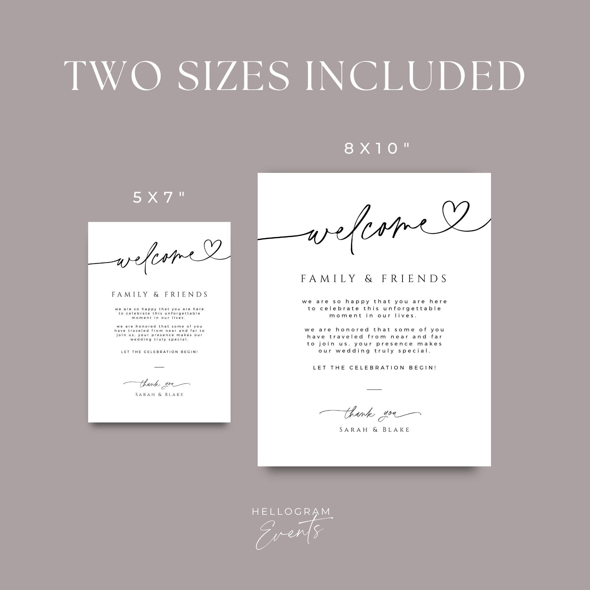 Welcome Note Wedding Guest Bag, Destination Thank You Sign, Minimalist ...