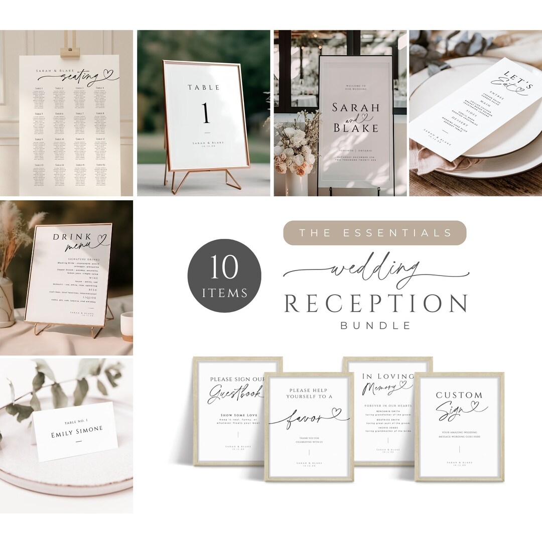 Modern Wedding Reception Bundle Template, Seating Chart Tables Numbers ...