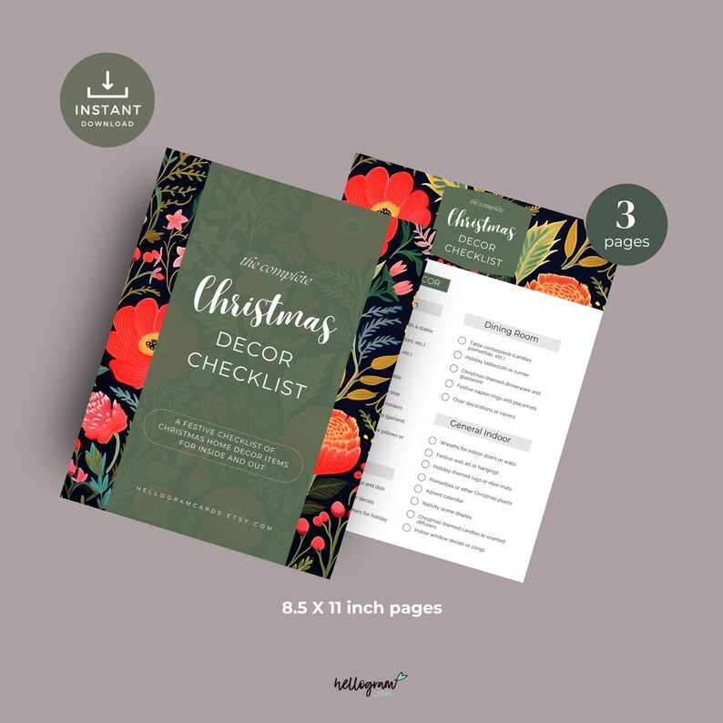 Christmas Decor Checklist, Printable Holiday Season Decorating Planner ...