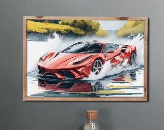 PRINTABLE Ferrari DIGITAL Artwork | Bring the Excitement of a Ferrari into Your Home with This Incredible Artwork