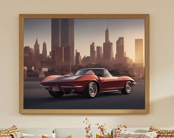 PRINTABLE Captivating Digital Artwork of a Chevrolet Corvette Conquering the City | Chevrolet Corvette in the Urban Landscape
