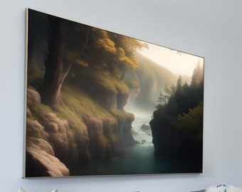 PRINTABLE Nature's Masterpiece: Majestic Canyon and Serene River in the Forest | Canyon and River in the Forest