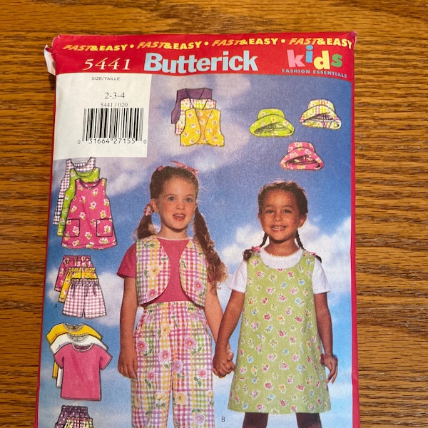 CUT Pattern/Girls Vest-Top-Jumper-Shorts-Pants-Hat/Sewing Pattern Butterick 5441/Quick Easy Sewing/School-Holiday Wear/Size 6/Vintage 1977