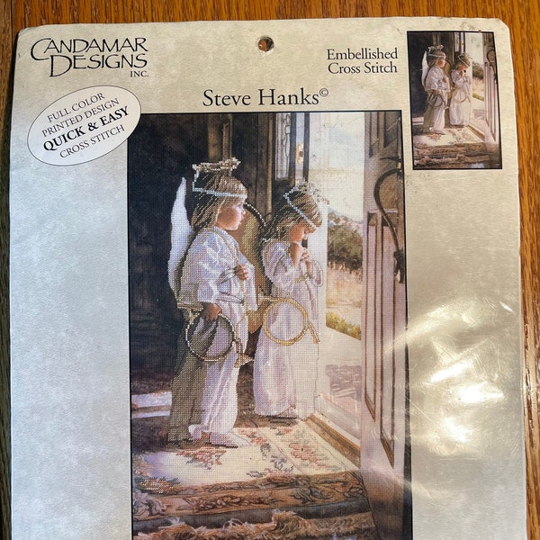 Vintage-Little Angels Picture/Embellished Cross Stitch By Steve Hanks/Candamar Designs/Easy Needlework Kit/Brand New/Unopened/Rare/2001/RTS