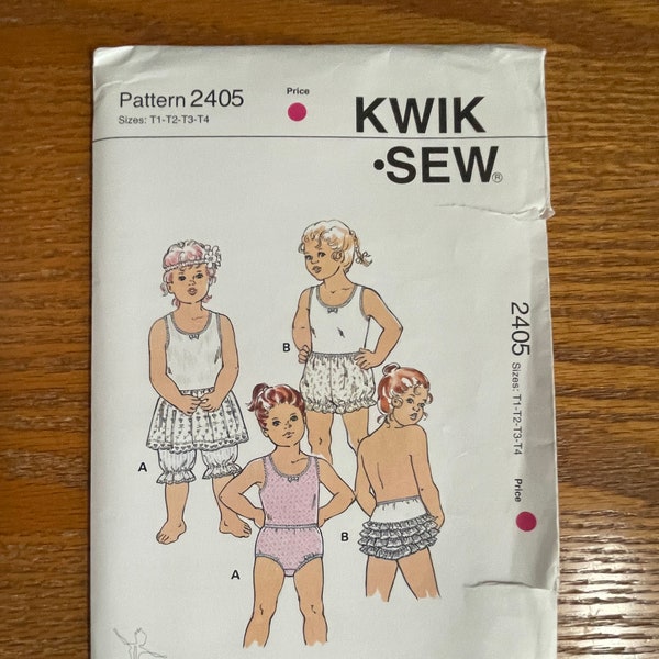 UNCUT Pattern/Toddlers Underwear Sewing Pattern/Kwik Sew 2405/Panties-Camisole-Slip/Stretch Knits Only Sizes T1-T2-T3-T4/2014/Brand New/RTS