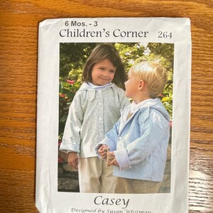 UNCUT Pattern/Girls or Boys Hooded Jacket/Children's Corner Sewing Pattern/Casey 264/By S Whitman/Childs Coat/Sizes 6 mos-3/Vintage 2007/RTS image 1