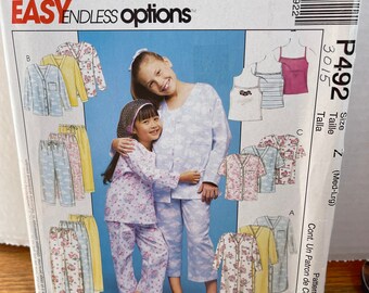 UNCUT Pattern/Girls Nightshirt/Top/Tank Top/Pull-on Pants/Sewing Pattern McCalls P492/3015 - Size Z (Med-Lrg)/Factory Folded/Vintage 2000