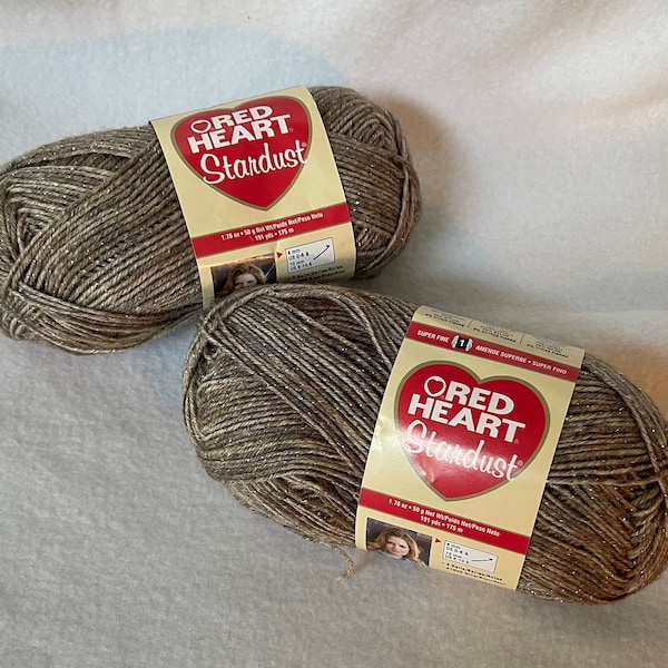 Discontinued-Red Heart Star Dust Yarn/LW2516/Brown/191 Yds/1.76 Oz/Wool-Nylon/Super Fine 1/Unopened/Rare/Ready To Ship