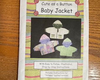 UNCUT Pattern/Baby Jacket/Cute As A Button-J Clark Sewing Pattern/Includes Scrappy Quilted Version/Size 18-24 mos,2T,3T,4T/Vintage 2004/RTS