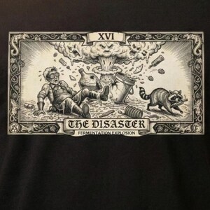 The Disaster Tarot Card Shirt, Funny Homebrewer Gift, Exploding Carboy Brewing Tee, Woodcut Craft Beer Lover, Raccoon Mascot Zymurgy