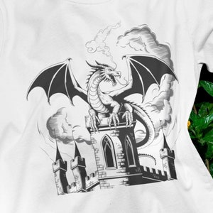 Dragon Vintage Dark Art Shirt, 90s Tattoo, Retro Medieval Y2K Tee, Dreamy Abstract, Dragon Lovers Gift, Grimdark, Castlecore Aesthetic