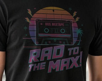 80s Music Shirt - Retro Cassette Tape Tee - Funny Vintage Mixtape Shirt - 80s Party Outfit - Rad to the Max DJ Shirt - Vaporwave Aesthetic