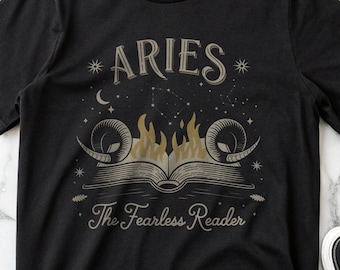 Aries Zodiac Shirt, Aries Astrology Tee, Aries Gift for Book Lovers, Zodiac Sign Horoscope T-Shirt, Aries Birthday Gift