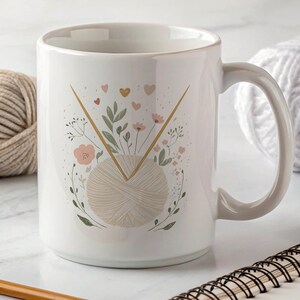Knitting Mug for Yarn Lovers - Crochet Coffee Cup Gift for Knitter, Yarn Lover Mug, Knitting Coffee Mug, Craftcore Ceramic Cup