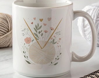 Caneca de tricô para amantes de lã - Presente de xícara de café de crochê para tricotadores, caneca para amantes de lã, caneca de café de tricô, xícara de cerâmica Craftcore