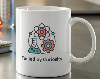 Science Coffee Mug for STEM Professionals - Geek Mug for Scientists, Engineers & Nerds - Fueled by Curiosity Ceramic Gift for Science Lovers
