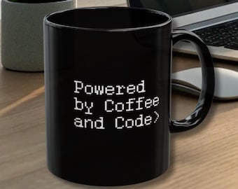 Software Developer Mug for Programmers and Coders - Powered by Coffee and Code - Funny Tech Gift for Him or Coworker