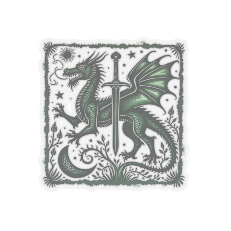 Dragon Lore Block Print Sticker - Medieval Fantasy Decal - Renaissance ...