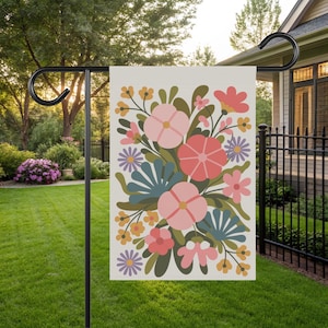 Flower Market Garden Flag, Botanical Matisse Yard Decor, Spring Garden Flag, Flower Garden Flag, Boho Spring House Banner, Gardener Gift