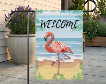 Flamingo Garten Flagge - Tropische Yard Dekor Willkommensschild, Strand Flamingo Outdoor Sommer Flagge, Rosa Flamingo Garten Dekor
