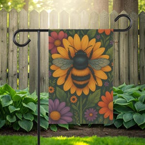 Bee Garden Flag for Summer Outdoor Decor - Flower Garden Flag - Sunflower Garden Flag - Pollinator Lawn Flag - Bee Lover Gift