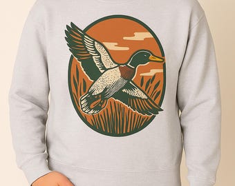 Retro Mallard Duck Sweatshirt - Vintage Waterfowl Crewneck - 90s Wildlife Sweater - Migrating Ducks - Cozy Fall Animal Lover Gift
