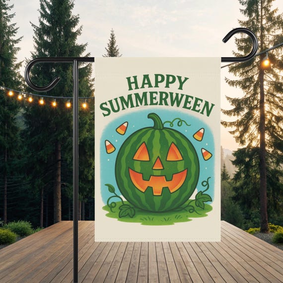 Summer Halloween Decor - Summerween Garden Banner Lawn Flag - Halloween in Summer Decor - Spooky Summer Design (12×18)