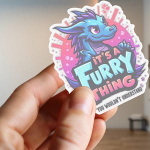 Furry Dragon Sticker, Anthro Dragon Decal, Dragon Fursona Vinyl Sticker, Furry Fandom Merch, Therian Gift, Laptop Water Bottle Sticker